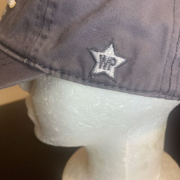 Wine People Hat Ball Cap New Orleans We People Distressed Gray Buckle Back - Picture 4 of 9